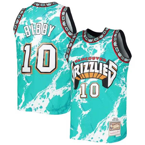 Men's Memphis Grizzlies #10 Mike Bibby Turquoise 1998-99 Mitchell & Ness Swingman Stitched Jersey