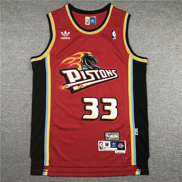 Men's Detroit Pistons #33 Grant Hill Red Throwback Swingman Stitched NBA Jersey