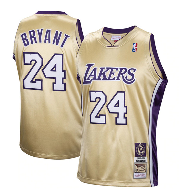 Men's Los Angeles Lakers #24 Kobe Bryant Gold Stitched NBA Jersey