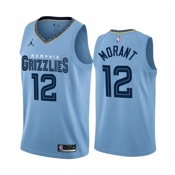 Men's Memphis Grizzlies #12 Ja Morant 2022/23 Light Blue Statement Edition Stitched Jersey