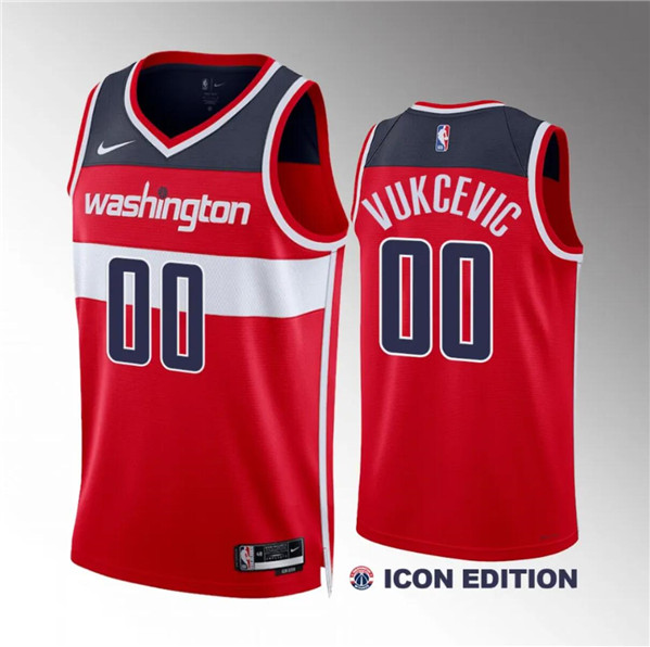 Men's Washington Wizards #00 Tristan Vukcevic Red Icon Edition Stitched Basketball Jersey