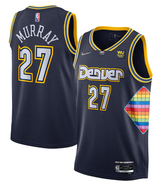 Men's Denver Nuggets #27 Jamal Murray Navy 75th Anniversary City Stitched Jersey