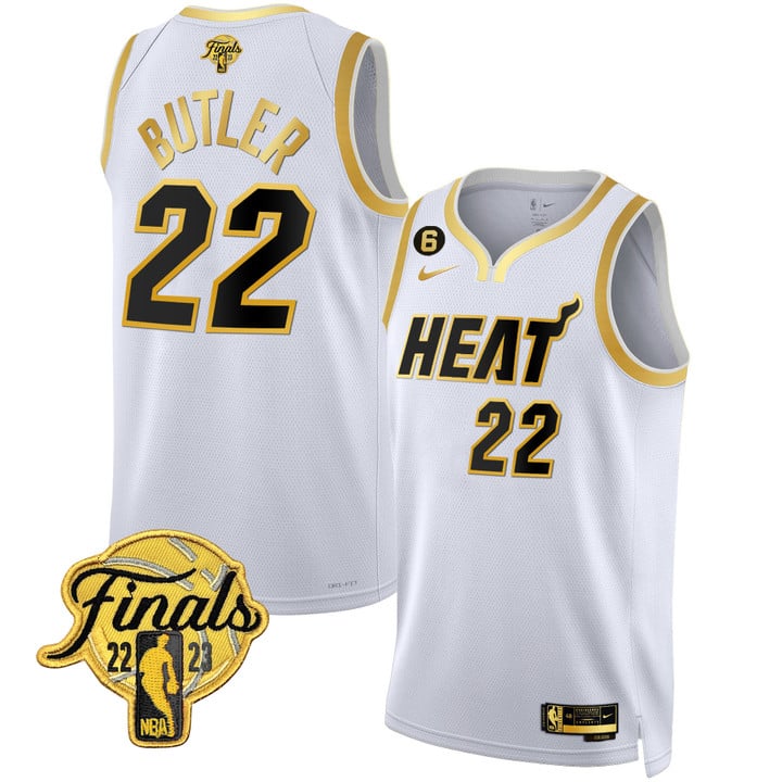 Men's Miami Heat #22 Jimmy Butler White 2023 Finals Stitched Basketball Jersey
