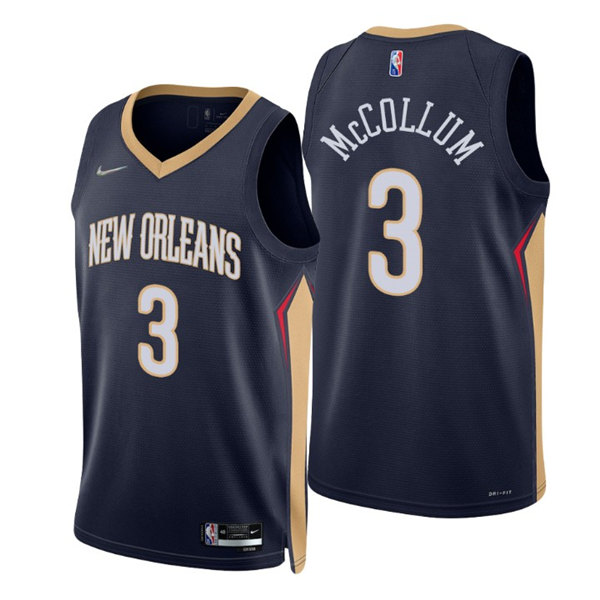 Men's New Orleans Pelicans #3 C.J. McCollum Navy Swingman Stitched Jersey