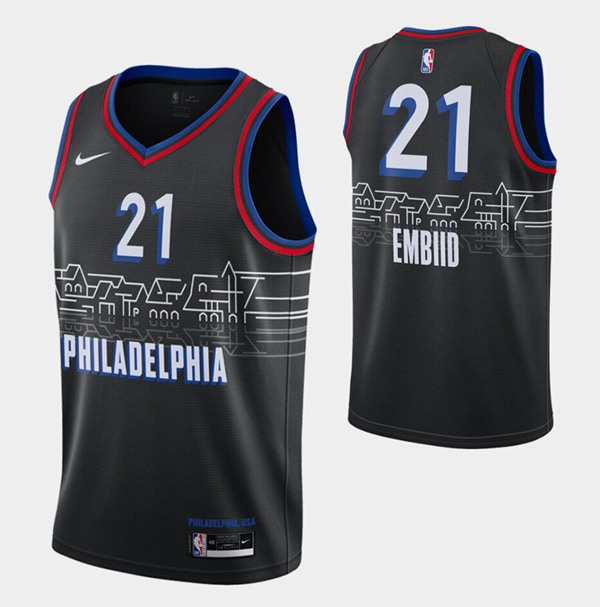 Men's Philadelphia 76ers #21 Joel Embiid Black City Swingman 2020-21 Stitched NBA Jersey