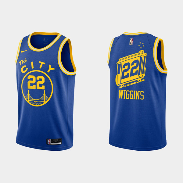 Men's Golden State Warriors #22 Andrew Wiggins 2020-21 Hardwood Classics Blue Stitched NBA Jersey