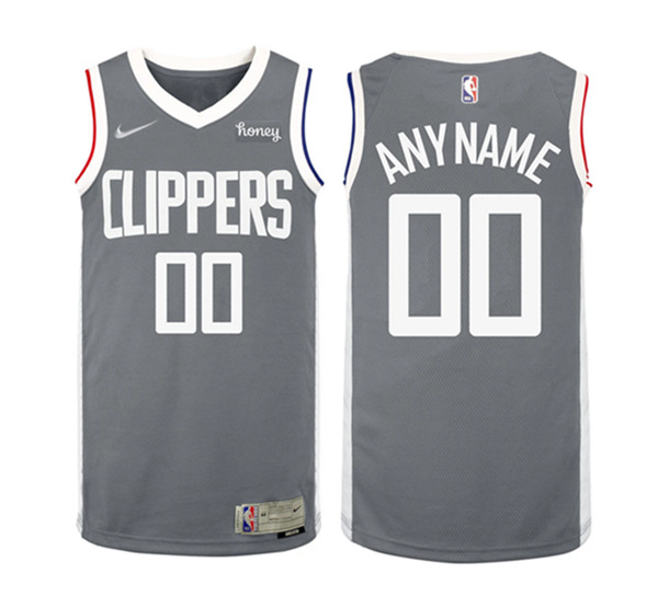 Los Angeles Clippers Customized Gray Earned Edition Stitched NBA Jersey