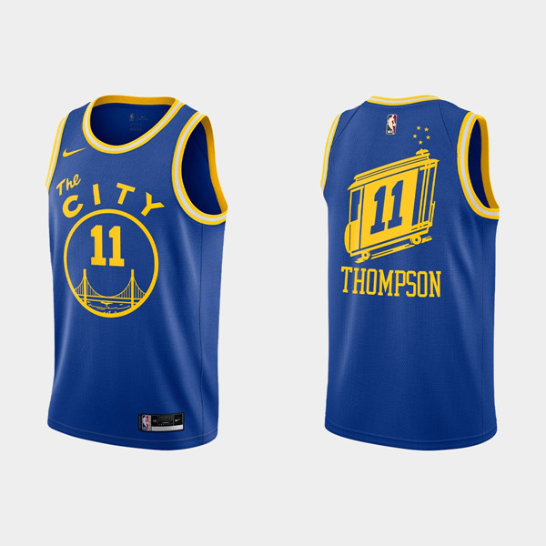 Men's Golden State Warriors #11 Klay Thompson 2020-21 Hardwood Classics Blue Stitched NBA Jersey