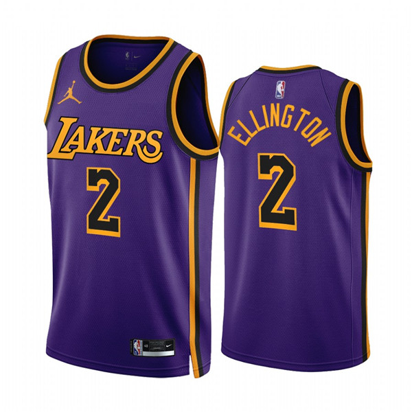 Men's Los Angeles Lakers #2 Wayne Ellington 2022/23 Purple Statement Edition Stitched Jersey