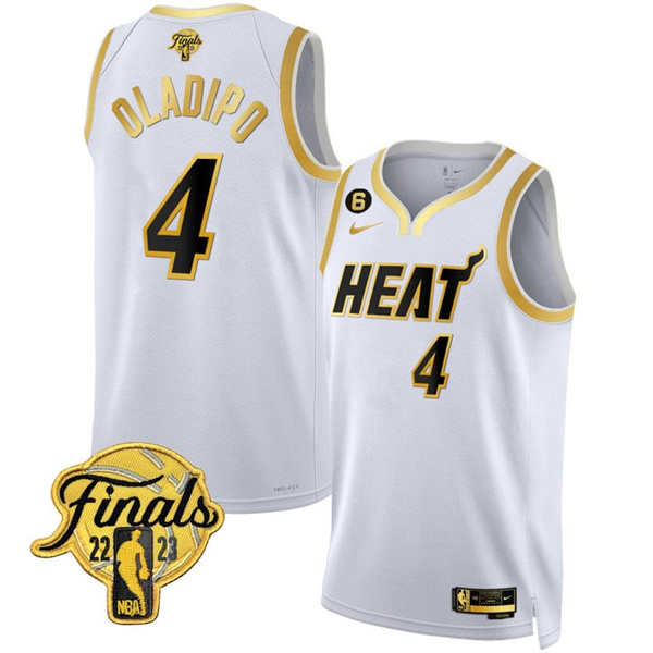 Men's Miami Heat #4 Victor Oladipo White 2023 Finals Stitched Basketball Jersey