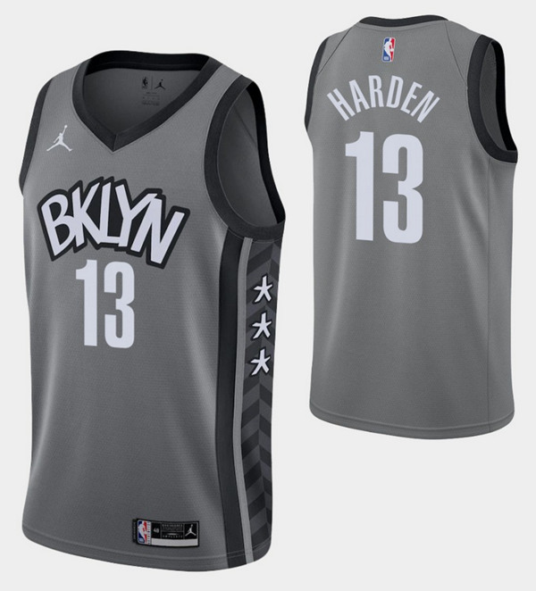 Men's Brooklyn Nets #13 James Harden Grey 2019 Stitched NBA Jersey