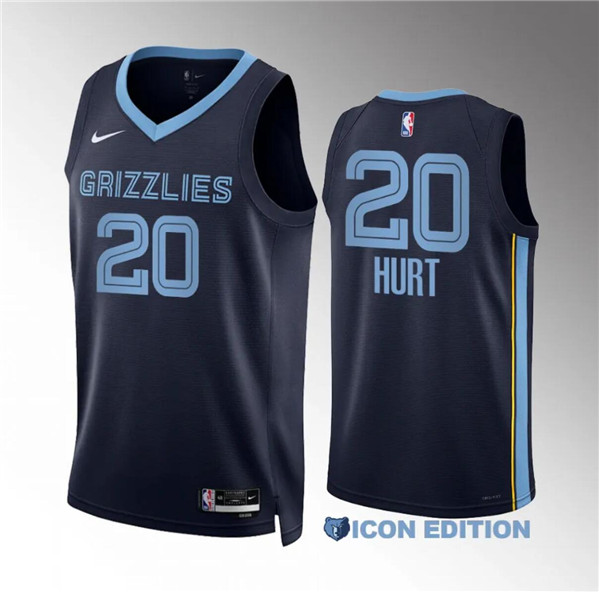 Men's Memphis Grizzlies #20 Matthew Hurt Navy Icon Edition Stitched Jersey