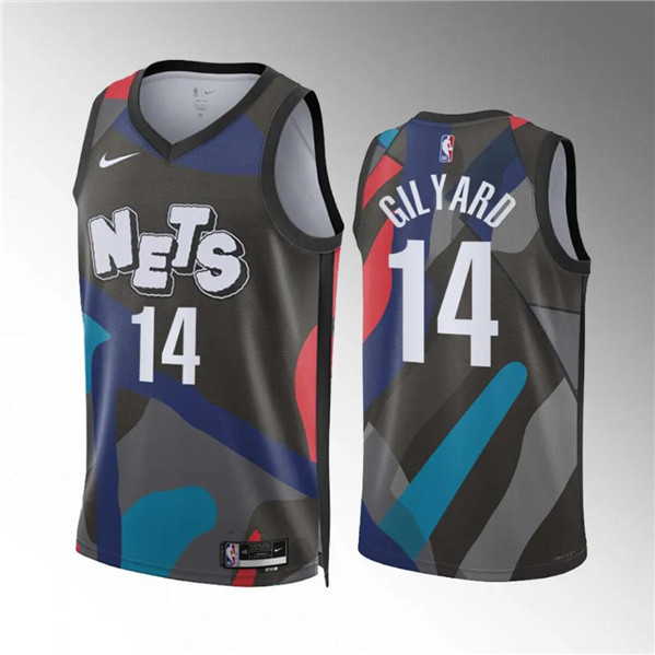 Men's Brooklyn Nets #14 Jacob Gilyard Black 2023/24 City Edition Stitched Basketball Jersey