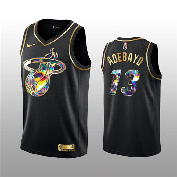 Men's Miami Heat #13 Bam Adebayo 2021/22 Black Golden Edition 75th Anniversary Diamond Logo Stitched Basketball Jersey