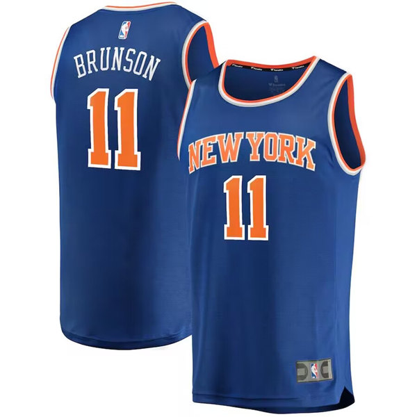 Men's New York Knicks #11 Jalen Brunson Blue Icon Edition Stitched Basketball Jersey