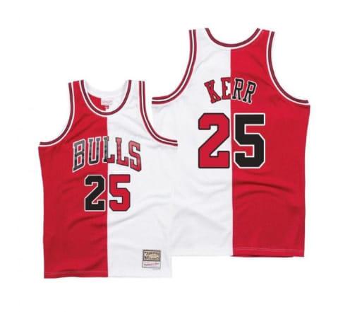 Men's Chicago Bulls #25 Steve Kerr White and Red Throwback Stitched Basketball Jersey
