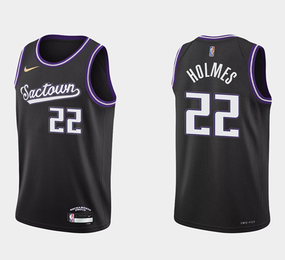 Men's Sacramento Kings #22 Richaun Holmes Black City Edition Basketball Stitched Jersey