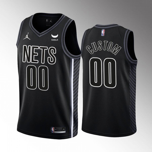 Men's Brooklyn Nets Active Custom Black 2022-23 Statement Edition Stitched Stitched Jersey