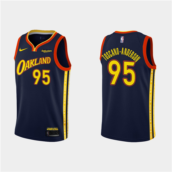 Men's Golden State Warriors #95 Juan Toscano-Anderson 2020-21 City Edition Navy Stitched NBA Jersey