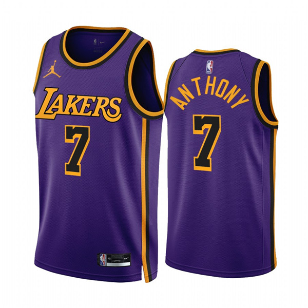 Men's Los Angeles Lakers #7 Carmelo Anthony 2022/23 Purple Statement Edition Stitched Basketball Jersey
