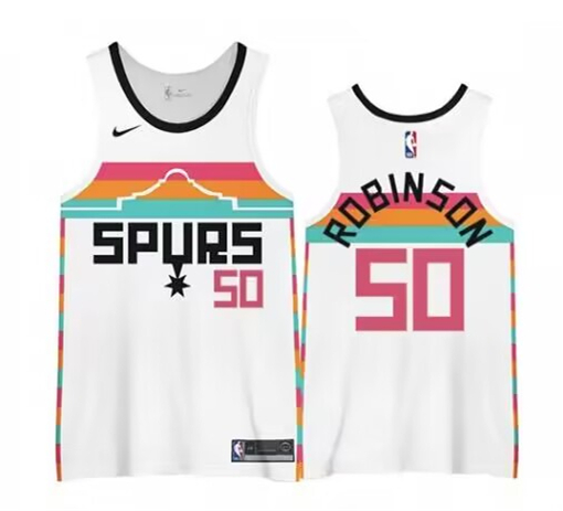 Men's San Antonio Spurs #50 David Robinson White Stitched Basketball Jersey