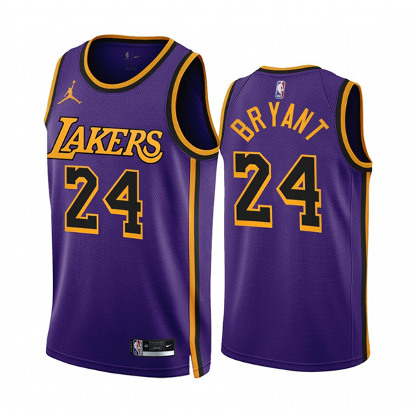 Men's Los Angeles Lakers #24 Kobe Bryant 2022/23 Purple Statement Edition Stitched Basketball Jersey