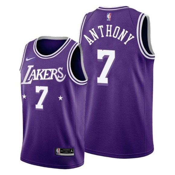 Men's Los Angeles Lakers #7 Carmelo Anthony 2021/22 City Edition Purple Stitched Jersey
