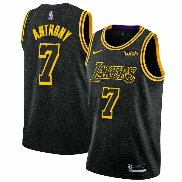 Men's Los Angeles Lakers #7 Carmelo Anthony Black Stitched Basketball Jersey