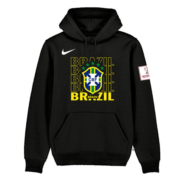 Men's Brazil FIFA World Cup Soccer Black Hoodie