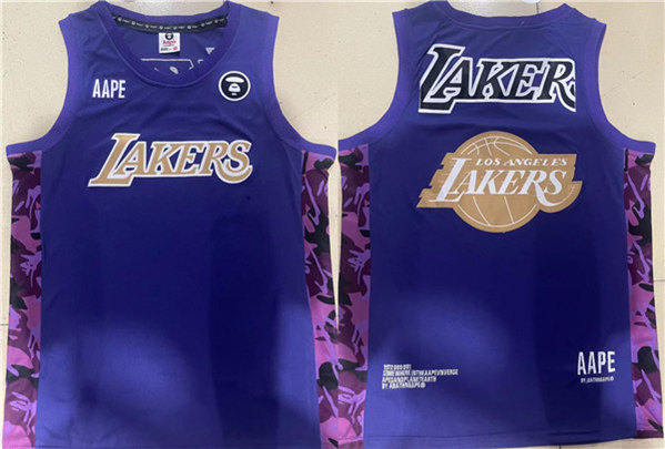 Men's Los Angeles Lakers 2022 Purple Big Team Logo Swingman Jersey