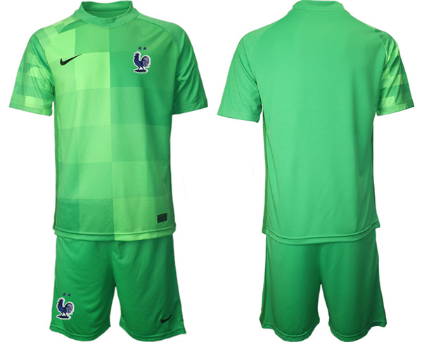 Men's France Goalkeeper Green 2022 FIFA World Cup Home Soccer Jersey Suit