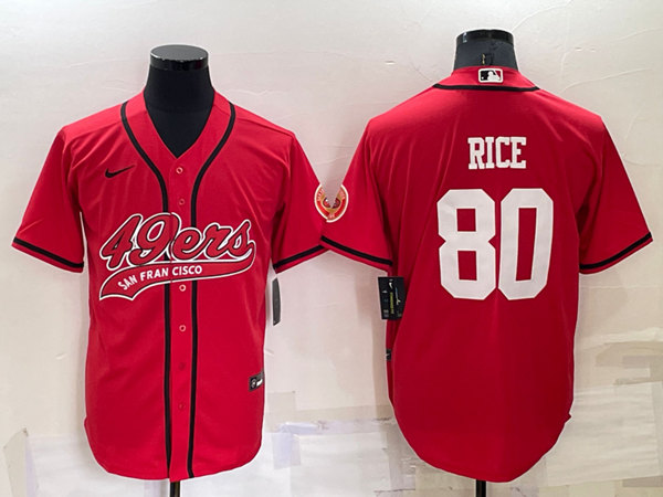 Men's San Francisco 49ers #80 Jerry Rice Red Cool Base Stitched Baseball Jersey