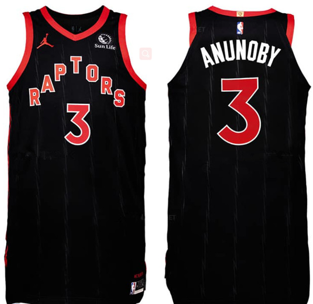 Men's Toronto Raptors #3 OG Anunoby Black Stitched NBA Jersey