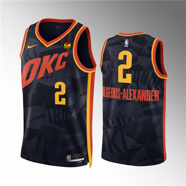 Men's Oklahoma City Thunder #2 Shai Gilgeous-Alexander Black 2023/24 City Edition Stitched Basketball Jersey