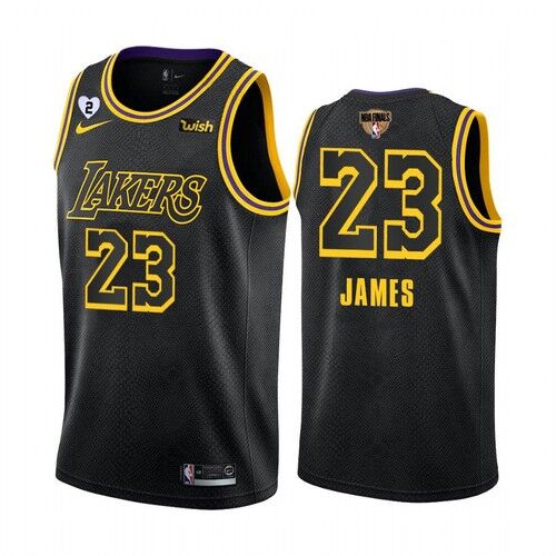 Men's Los Angeles Lakers #23 LeBron James Black 2020 Finals With GiGi Patch Stitched NBA Jersey
