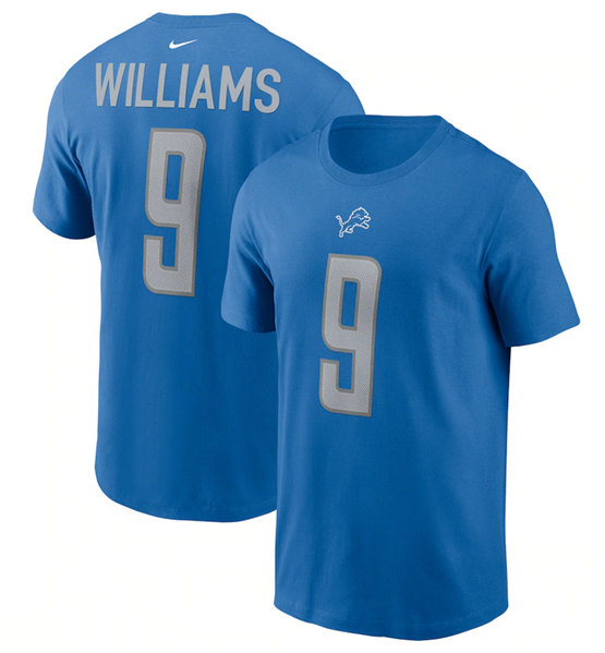 Men's Detroit Lions #9 Jameson Williams Blue 2022 T-Shirt