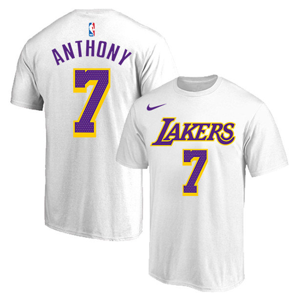 Men's Los Angeles Lakers #7 Carmelo Anthony White/Purple Basketball T-Shirt