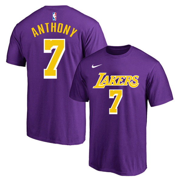 Men's Los Angeles Lakers #7 Carmelo Anthony Purple/Yellow Basketball T-Shirt