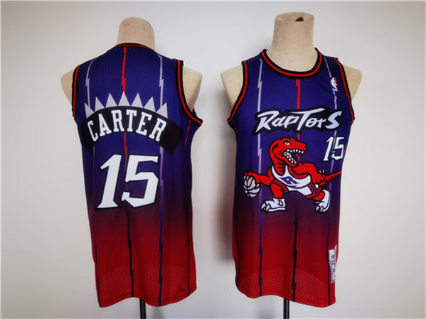 Men's Toronto Raptors #15 Vince Carter Purple/Red Throwback Stitched Jersey