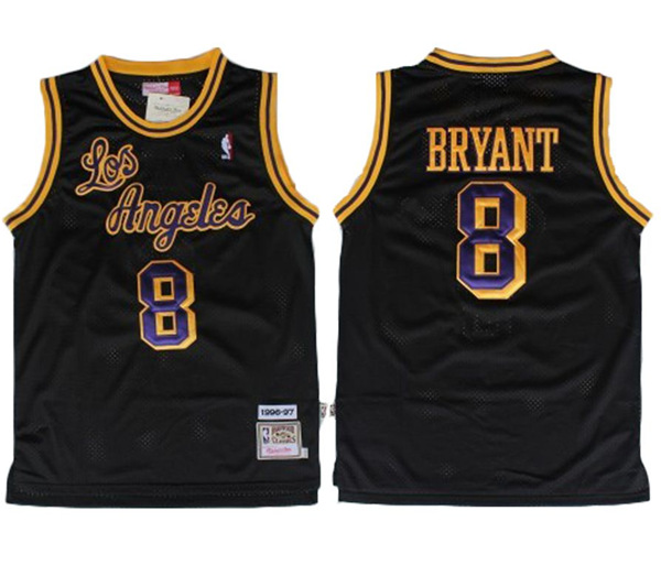 Men's Los Angeles Lakers #8 Kobe Bryant Black Throwback Stitched NBA Jersey