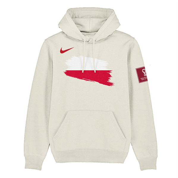 Men's Poland FIFA World Cup Soccer White Hoodie