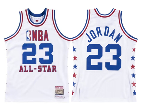 Men's 1985-86 All-Star #23 Michael Jordan White Swingman Stitched Basketball Jersey