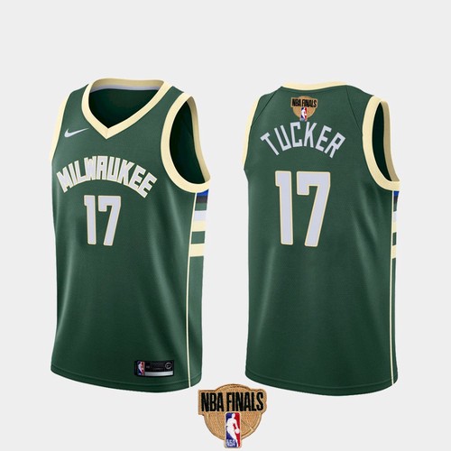 Men's Milwaukee Bucks #17 P.J. Tucker 2021 NBA Finals Green Association Edition Stitched NBA Jersey