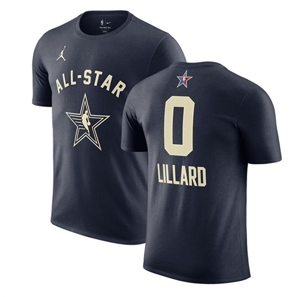 Men's 2024 All-Star #0 Damian Lillard Navy T-Shirt
