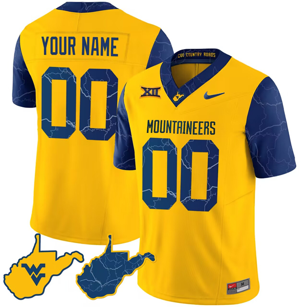 Men's West Virginia Mountaineers ACTIVE PLAYER Custom Gold 2023 F.U.S.E. Stitched Jersey