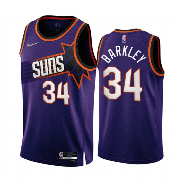 Men's Phoenix Suns #34 Charles Barkley 2022/23 Purple 75th Anniversary Icon Edition Stitched Jersey