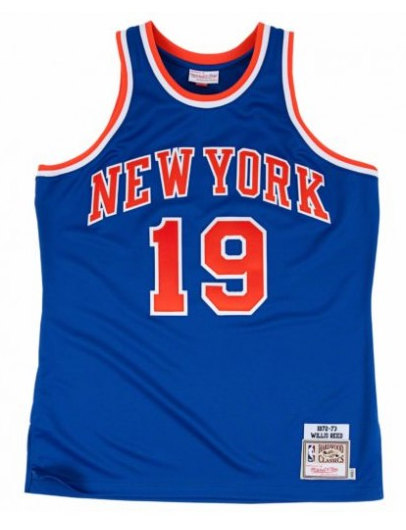 Men's New Yok Knicks #19 Willis Reed 1972-73 Blue Throwback Stitched Jersey