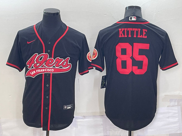 Men's San Francisco 49ers #85 George Kittle Black Cool Base Stitched Baseball Jersey