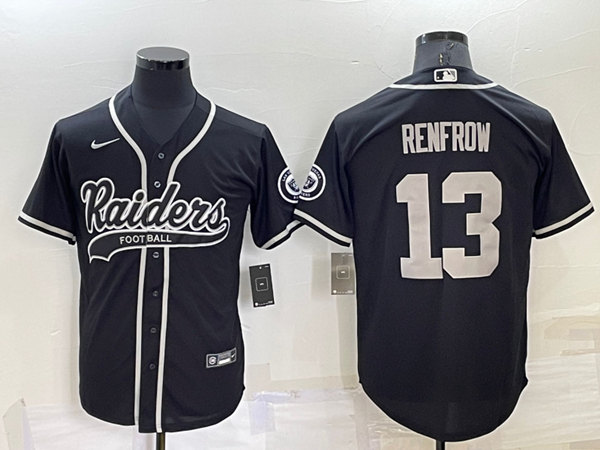 Men's Las Vegas Raiders #13 Hunter Renfrow Black Cool Base Stitched Baseball Jersey