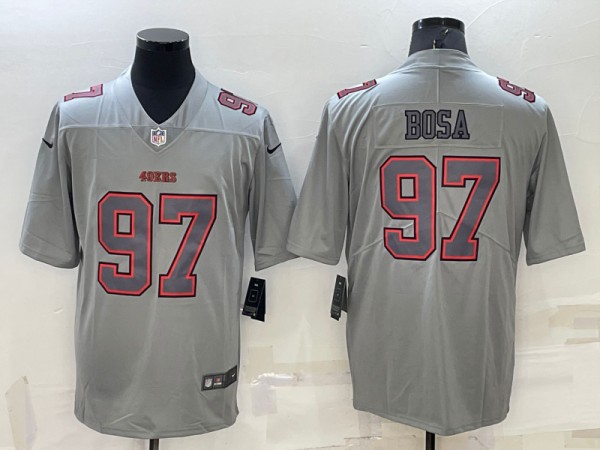 Men's San Francisco 49ers #97 Nick Bosa Gray Atmosphere Fashion Stitched Jersey